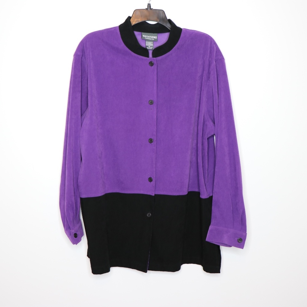 Vintage Notations Purple & Black Button Up Size XL